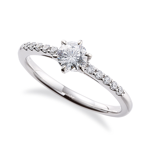 【0.3ct】脇石が可愛いシンプルなソリッドタイプエンゲージリング