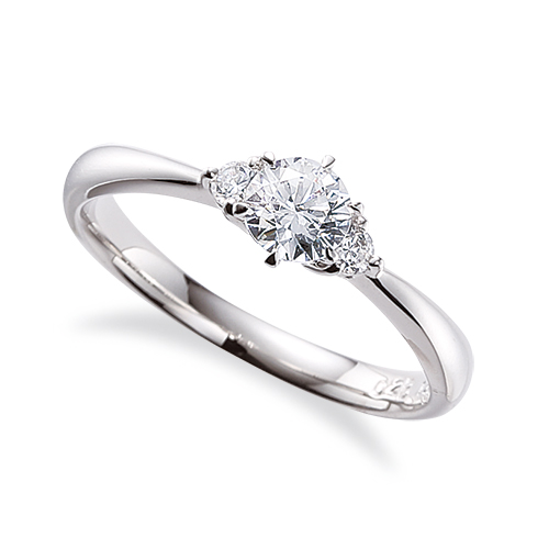 【0.5ct】脇石が可愛いシンプルなソリッドタイプエンゲージリング