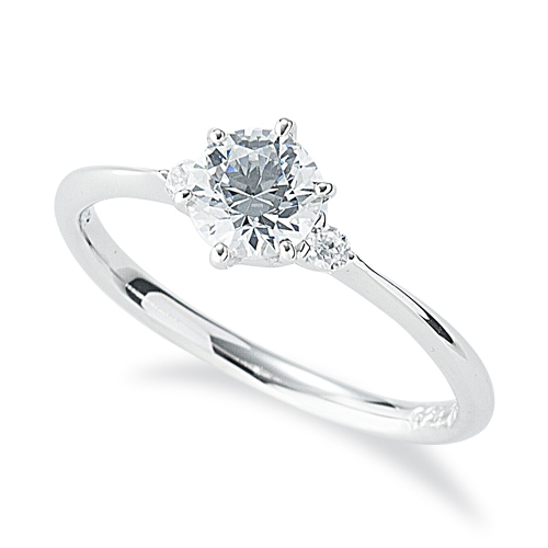 【0.5ct】脇石が可愛いシンプルなソリッドタイプエンゲージリング