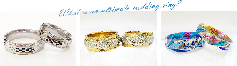 沖縄で結婚指輪のオーダーメイドならjewelry Salon Planet 人気の沖縄ミンサー柄結婚指輪をご提供