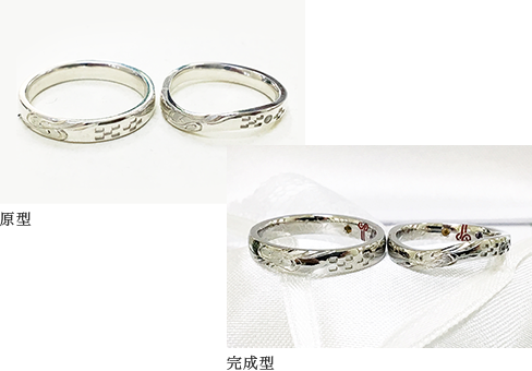 沖縄で結婚指輪のオーダーメイドならjewelry Salon Planet 人気の沖縄ミンサー柄結婚指輪をご提供
